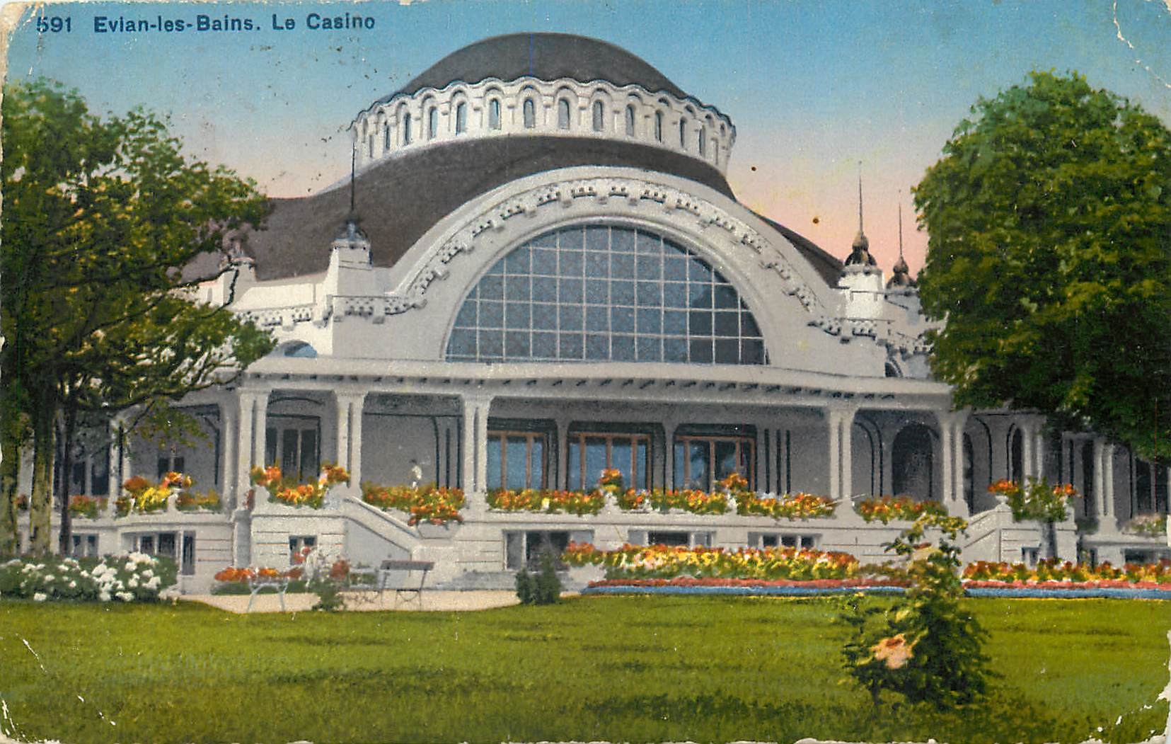 Evian-les-Bains. Das Casino — Antike Ansichtskarte n° 591, unbekannter Verleger