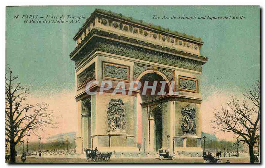 CPA Paris l'Arc de Triomphe et Place de l'Etoile 