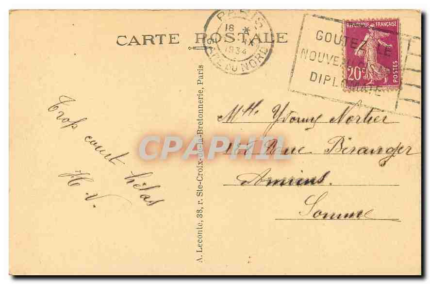 CPA Paris Grand Palais  — Rückseite