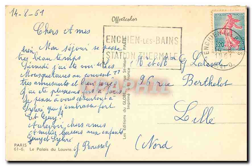 CPA Paris le Palais du Louvre  — Rückseite