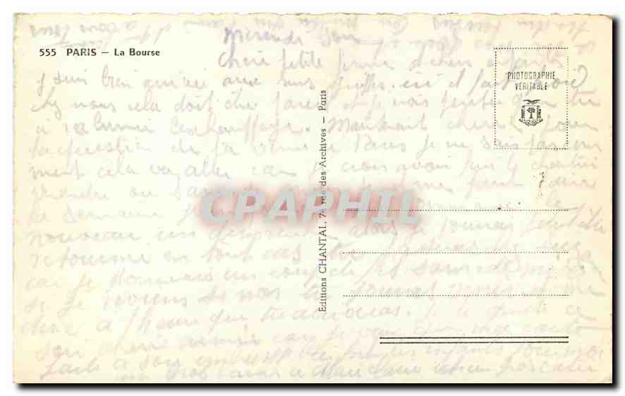 CPA Paris la Bourse  — Verso
