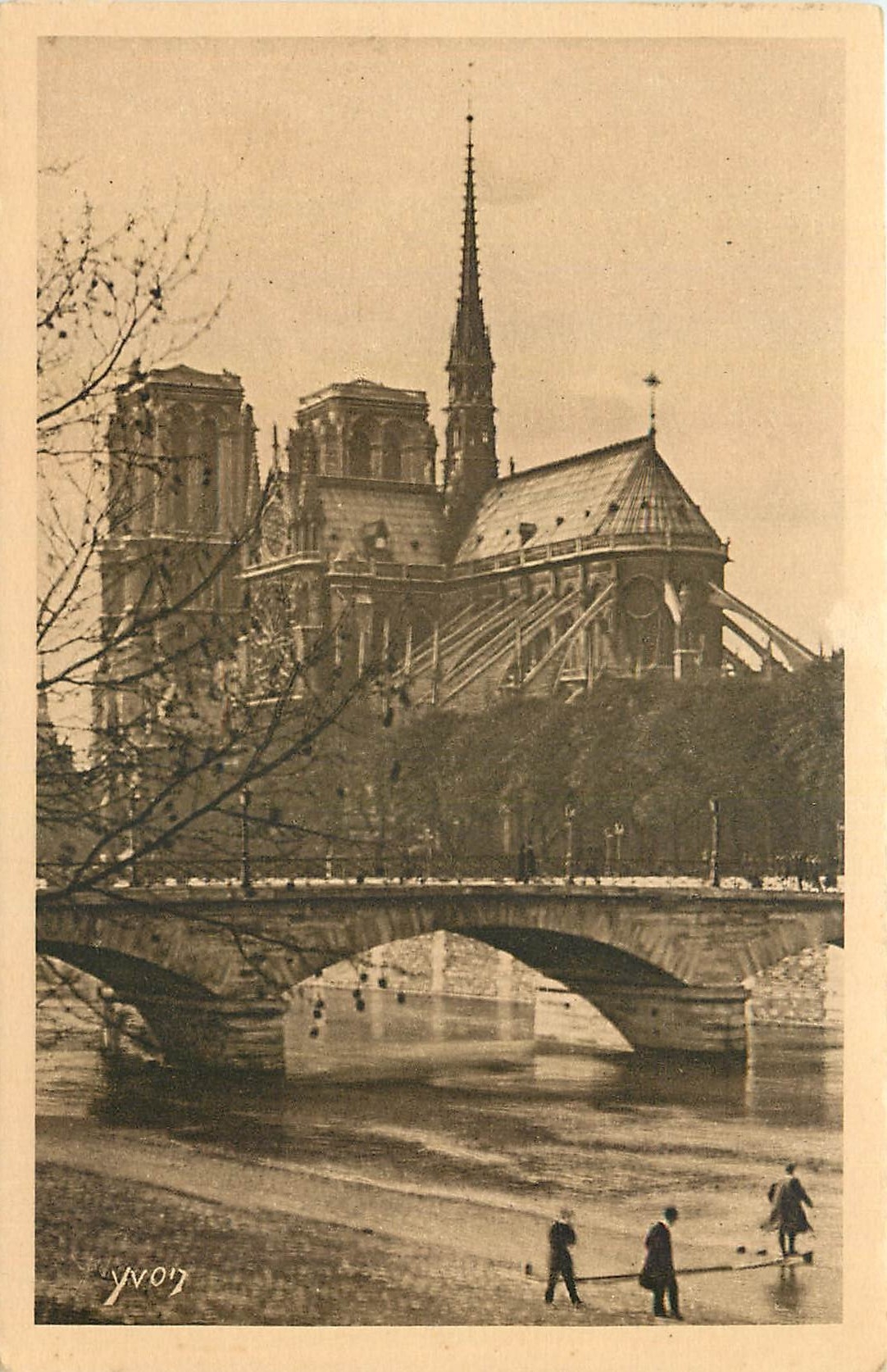 CPA Paris en Flanant l'Abside de Notre Dame 