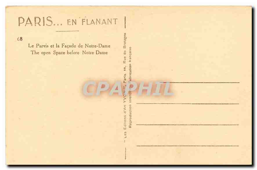 CPA Paris en Flanant le Parvis et la Facade de Notre Dame  — Verso