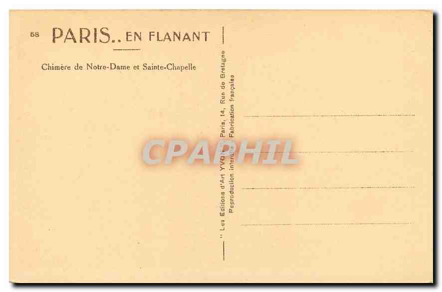 CPA Paris en Flanant Chimere de Notre Dame et Sainte Chapelle  — Rückseite