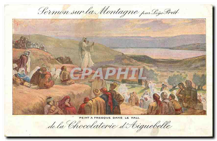 CPA Sermon sur la Montagne par Loys Prat Peint a Fresque dans le Hall de la Chocolaterie d'Aiguebell