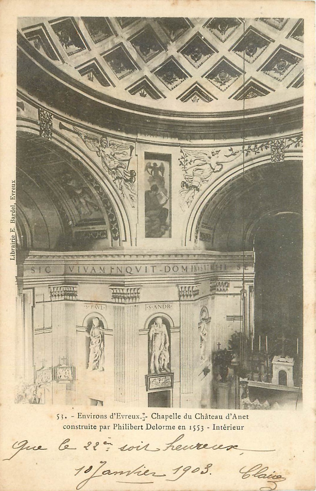Chapelle du Château d'Anet — Intérieur — Librairie E. Bardel, Évreux