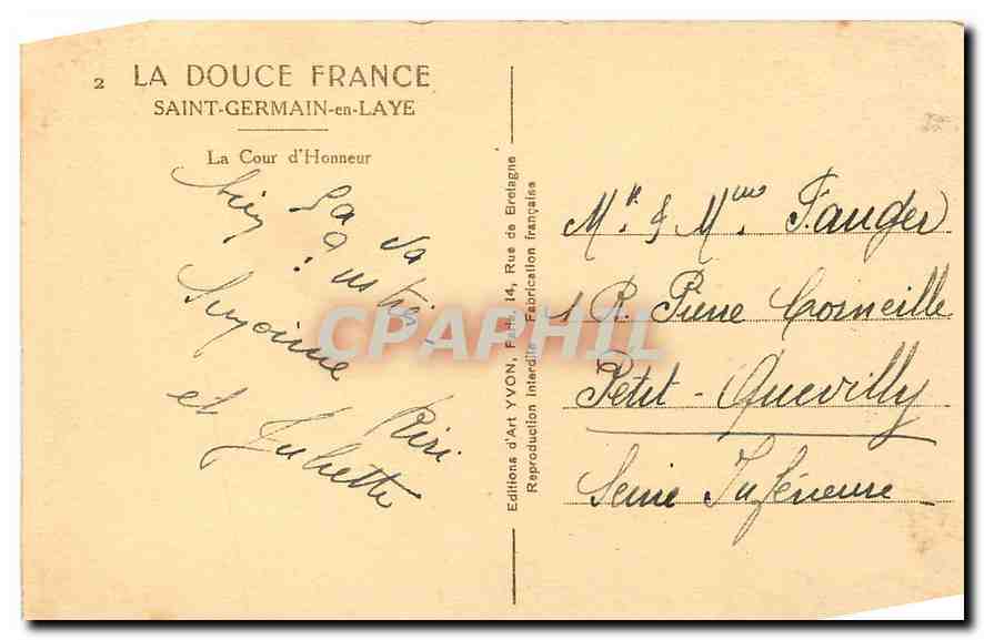 CPA Saint Germain en laye la Cour d'Honneur  — Back