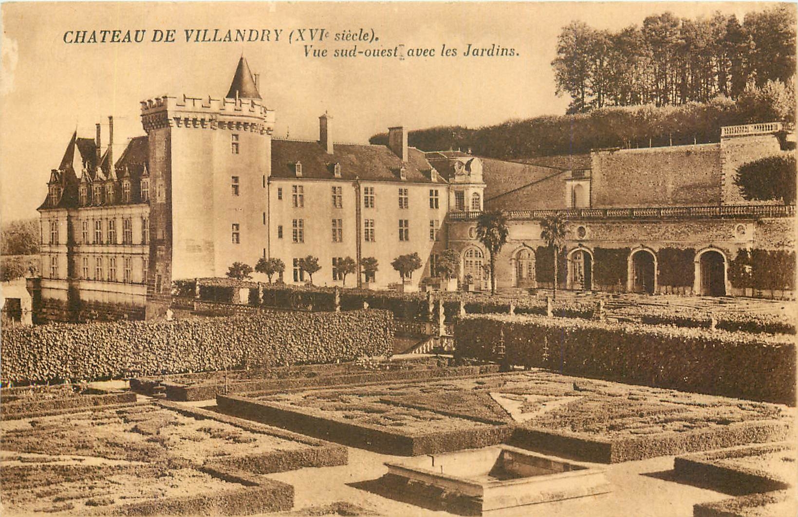CPA Chateau de Villandry XVI siecle vue sud ouest avec les Jardins 