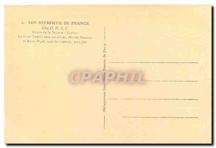 CPA Les religieux de France Sœurs de la Sagesse Larnay — Back