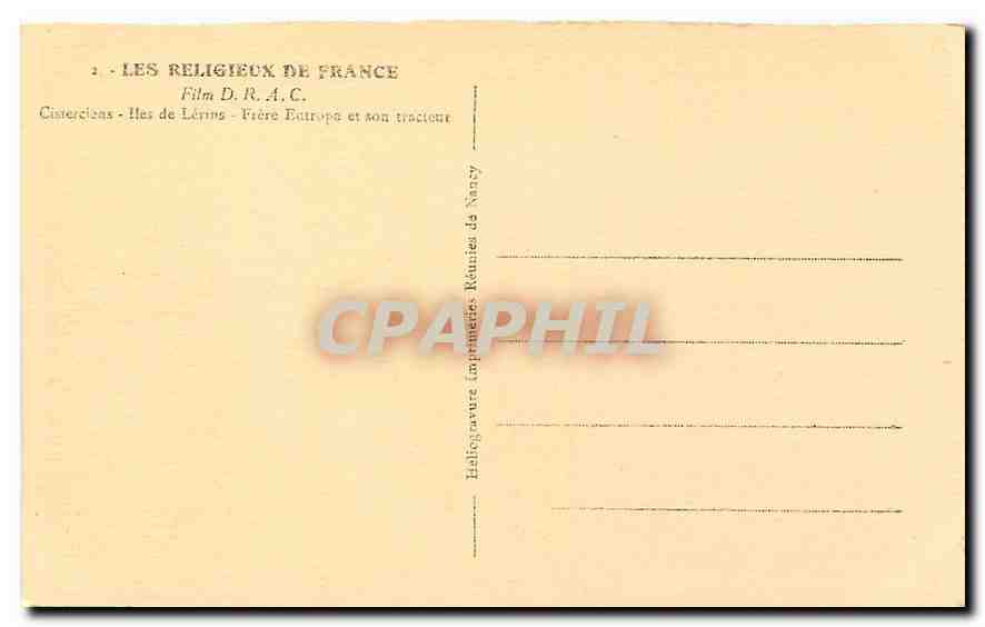 CPA Les religieux de France Cisterciens Frere Eutrope et son tracteur — Back