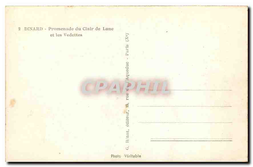 CPA Dinard Promenade du Clair de Lune et les Vedettes  — Rückseite