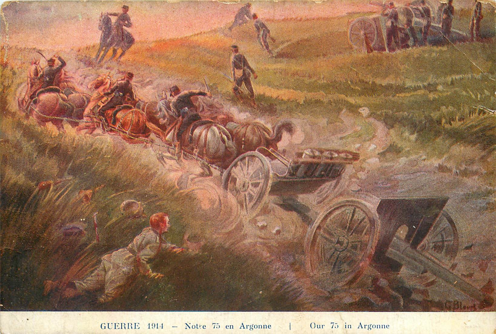 CPA Guerre 1914 Notre 75 en Argonne Militaria