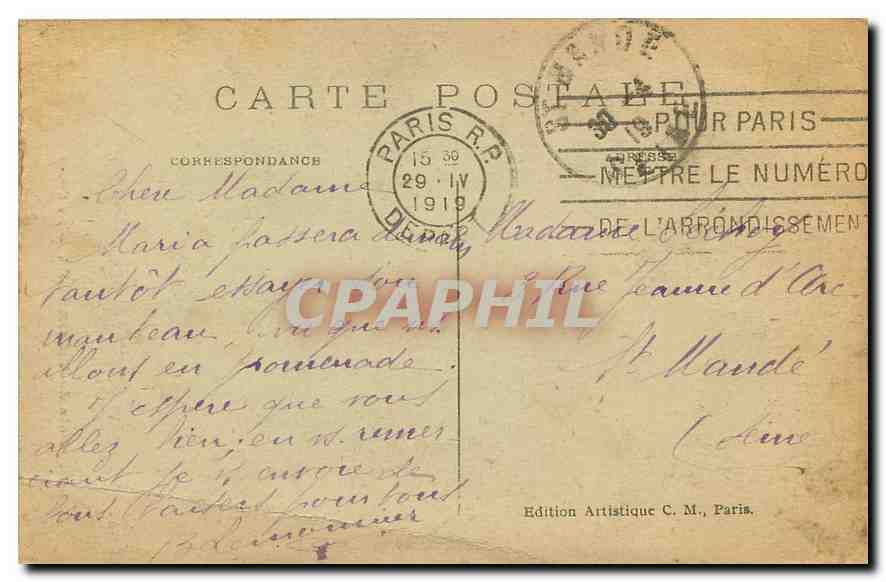 Grotte de Vincennes — La Grotte — C.M. — Édition Artistique C.M., Paris — Rückseite
