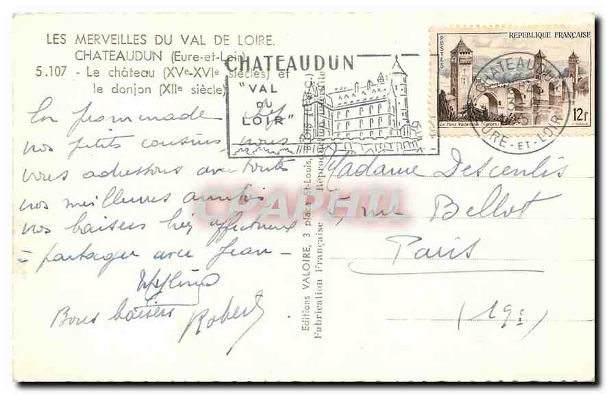 Châteaudun — Le château (XVe-XVIe siècles) et le donjon (XIIe siècle) — Éditions Valoire — Verso