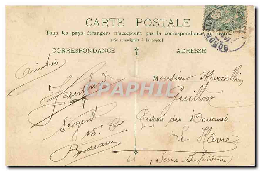 CPA Bordeaux Monument des Girendins  — Verso