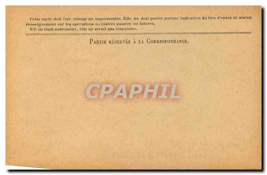 Carte de Franchise Militaire Des Armees de la Republique Modele a pur les troupes en operations  — Rückseite