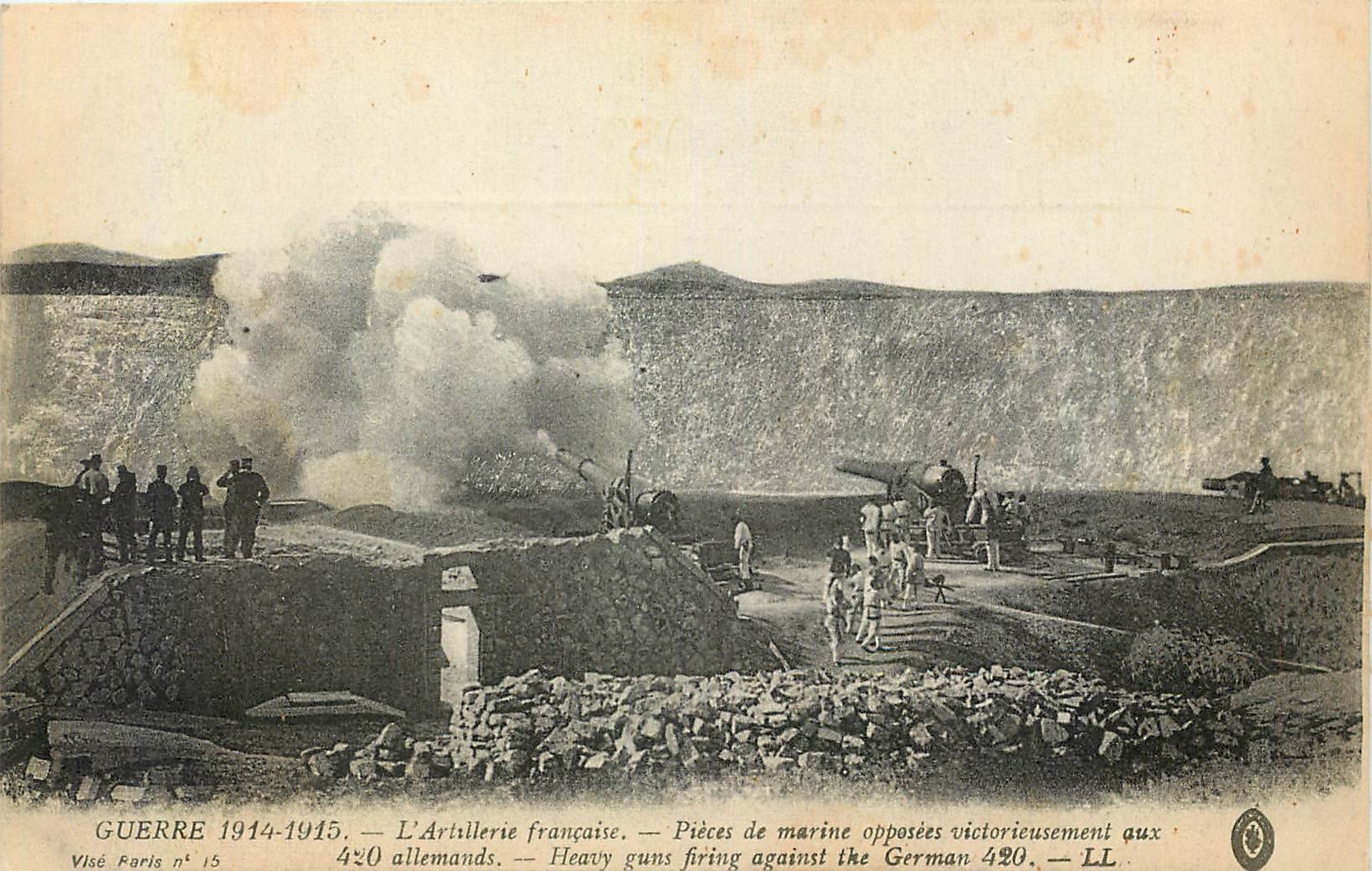 CPA Guerre 1914 1915 l'Artillerie francaise de marine opposees victorieusement 