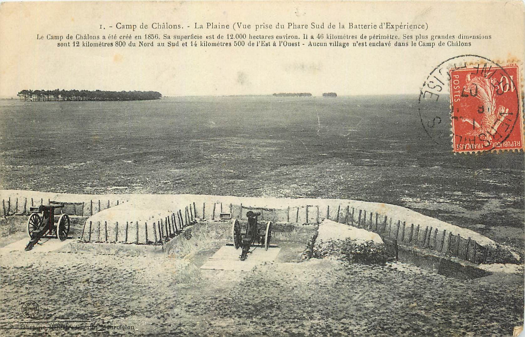 CPA Camp de Chalons La Plaine Vue prise du Phare Sud de la Batterie d'Experience Militaria