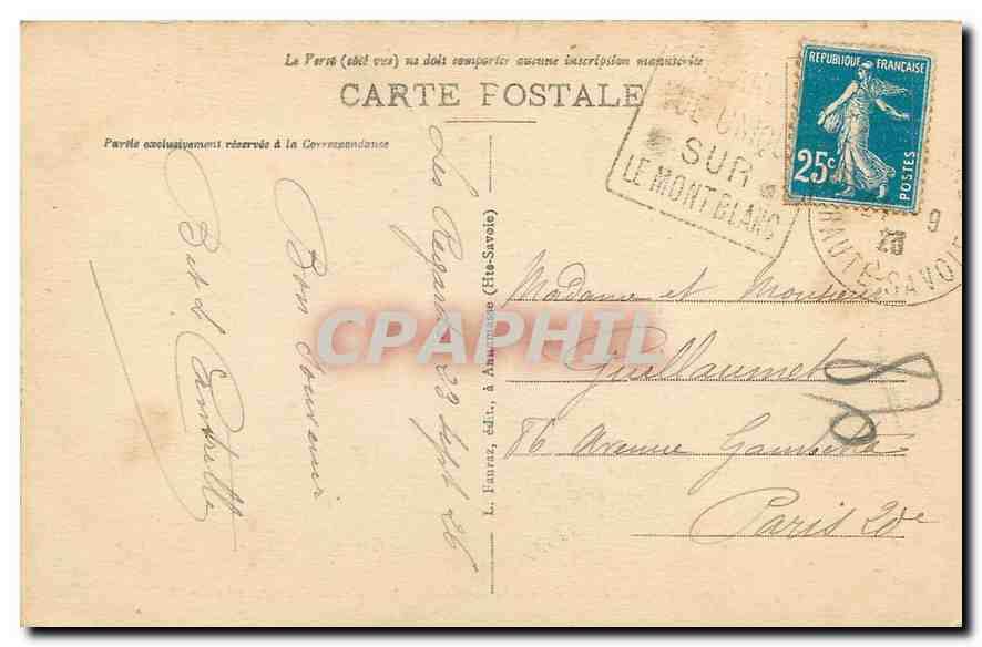 CPA Chamonix Mont Blanc Hte Savoie Aiguelle Verte Les Droites La Moine  — Verso