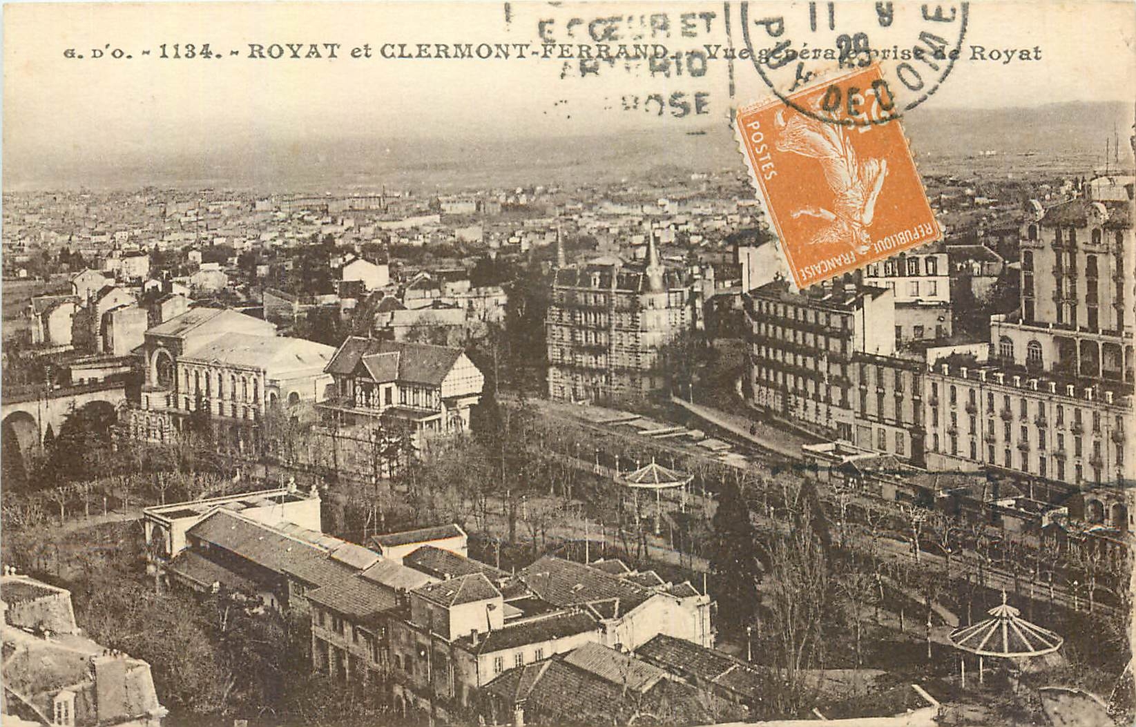 ROYAT et CLERMONT-FERRAND — Vue générale prise de Royat — éditeur G. D'O. n° 1134