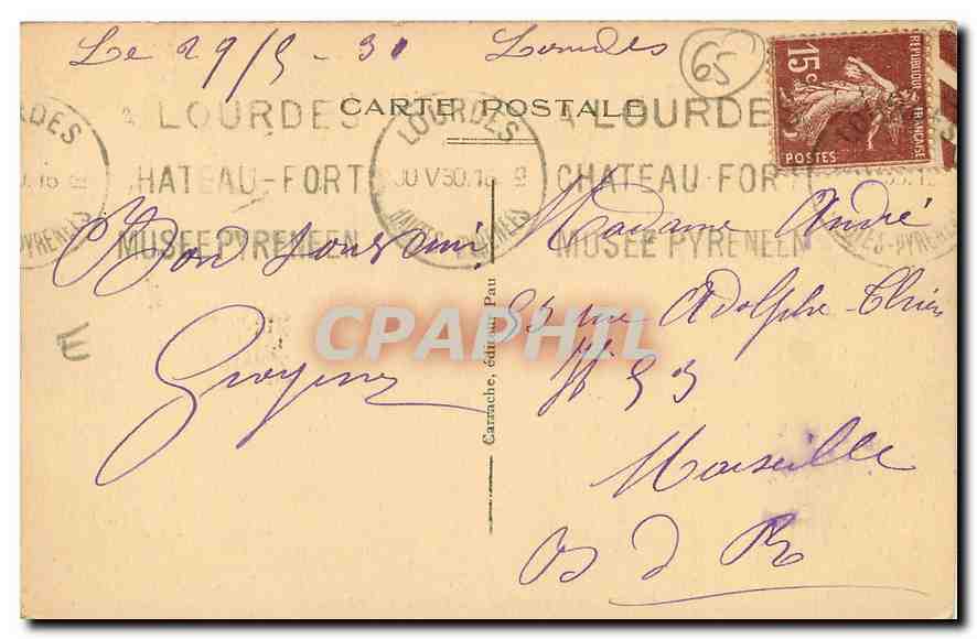 CPA Lourdes La Messe des Miracules  — Verso
