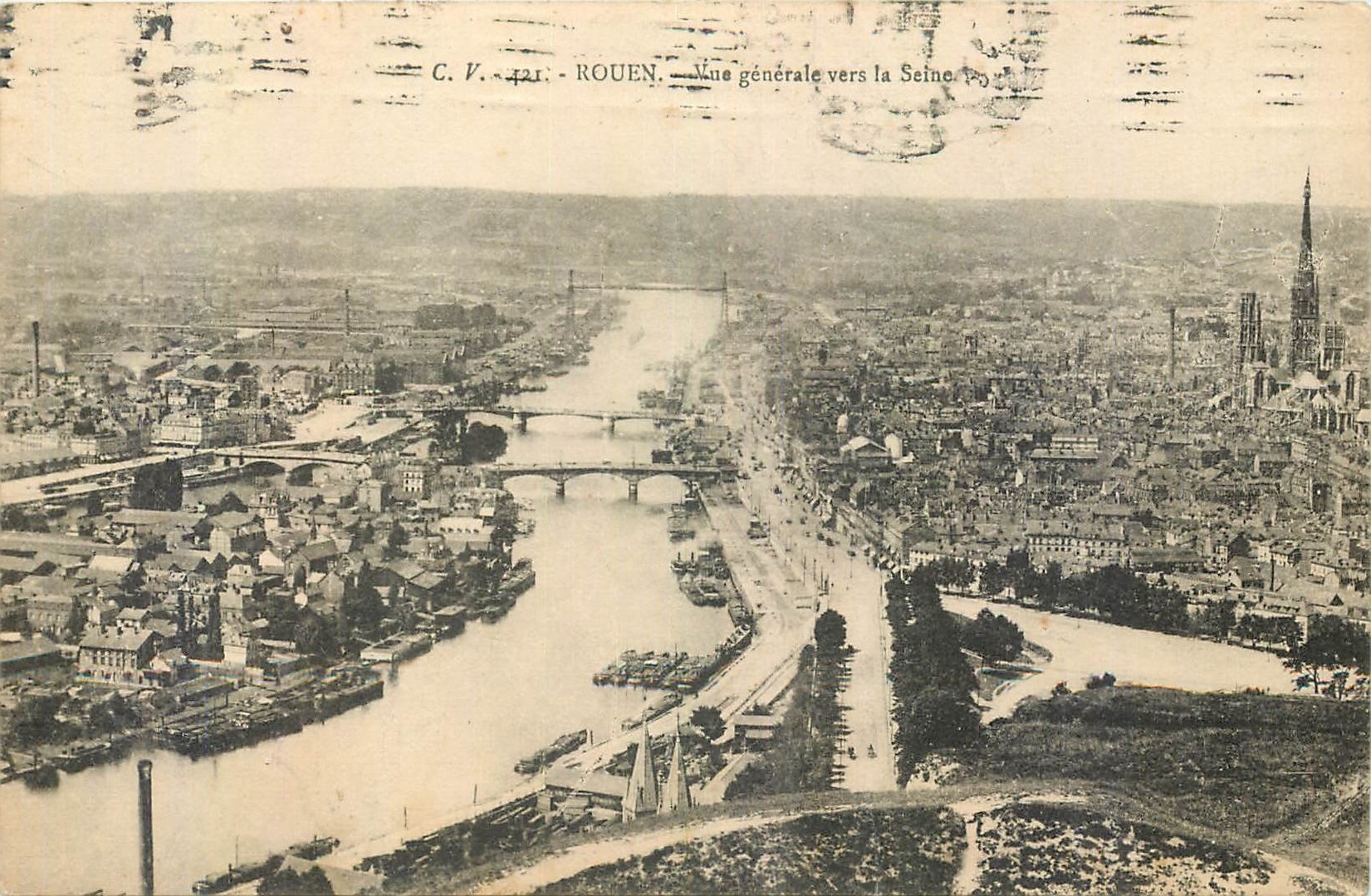 CPA Rouen Vue generale vers la Seine 
