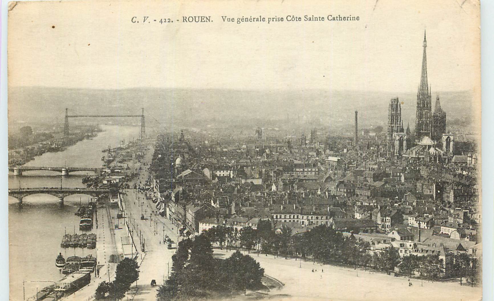 CPA Rouen Vue generale prise Cote Sainte Catherine 