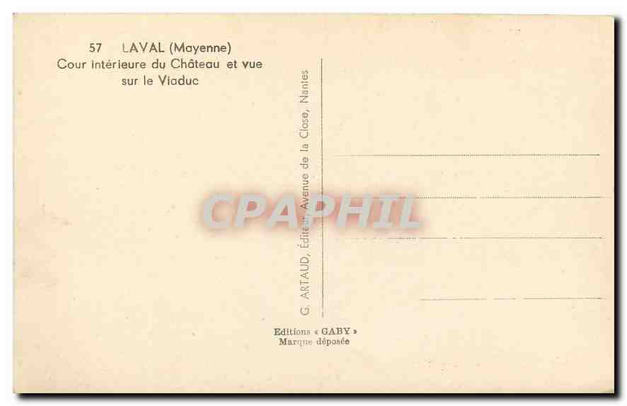 CPA Laval Mayenne Cour Interieure du Chateau et vue sur le Vaiduc  — Rückseite