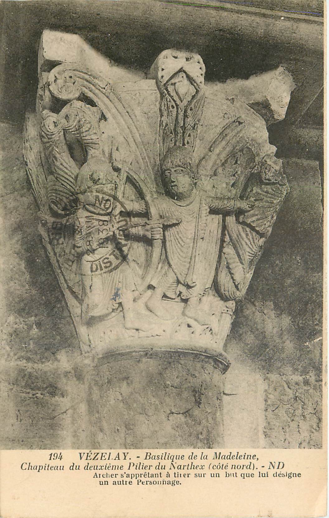 Vézelay - Basilique de la Madeleine, chapiteau du deuxième pilier du narthex (côté nord) - ND