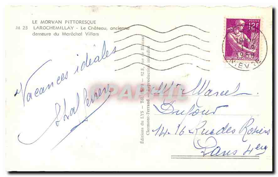 CPA Le Morvan Pittoresque Larochemillay Le Chateau ancienne demeure du Marechal Villars — Verso