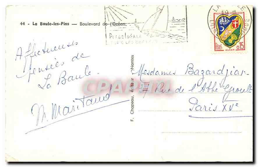 CPA Le Baule les Pins Boulevard de l'Ocean  — Back