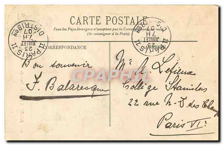 CPA Bordeaux La Porte du Palais  — Verso