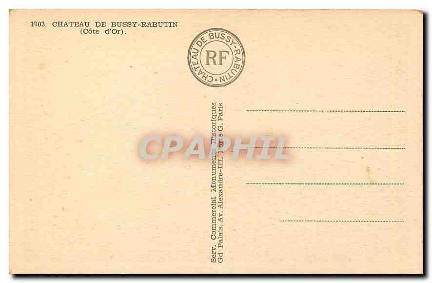 CPA Chateu de Bussy Rabutin Cote d'Or  — Rückseite