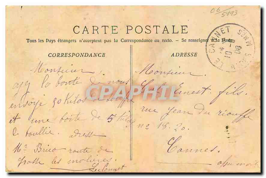 CPA Le Cannet Eglise Ste Philomene  — Rückseite