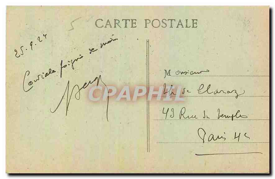 CPA Marseille Fontaine Cantini Le Torrent  — Verso