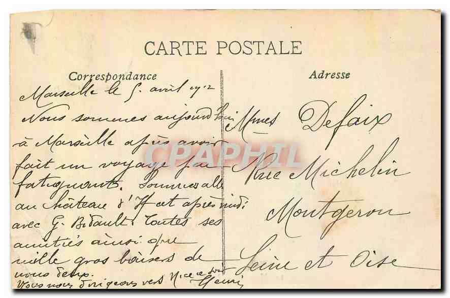 CPA Marseille Le Chateau d'If  — Verso