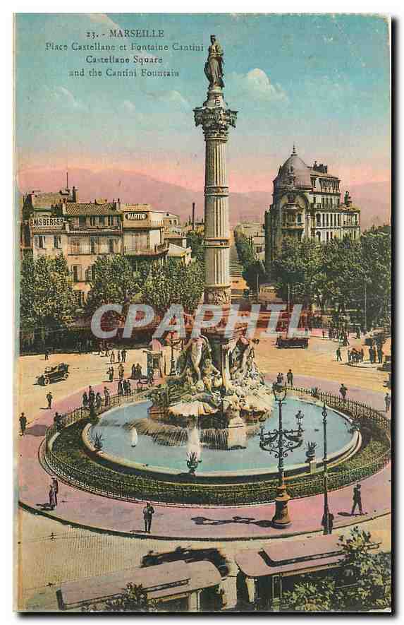 CPA Marseille Place Castellane et Fontaine Cantini 