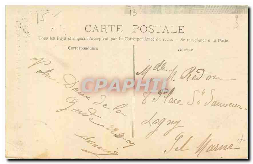 CPA Marseille N D de la Garde  — Rückseite