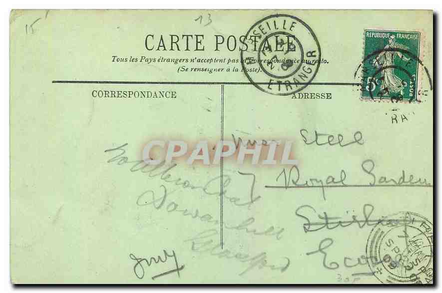 CPA Marseille Place Castellane  — Verso