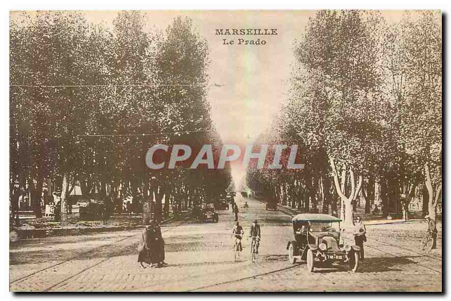 CPA Marseille Le Prado Automobile Velo Cycle