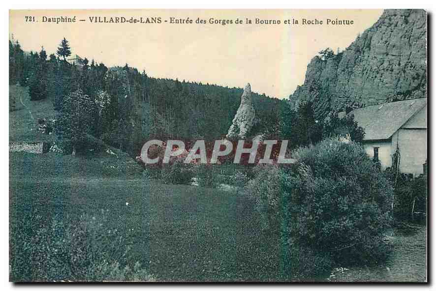 Villard-de-Lans — Entrée des Gorges de la Bourne et la Roche Pointue — Éditeur Bourcier, Grenoble