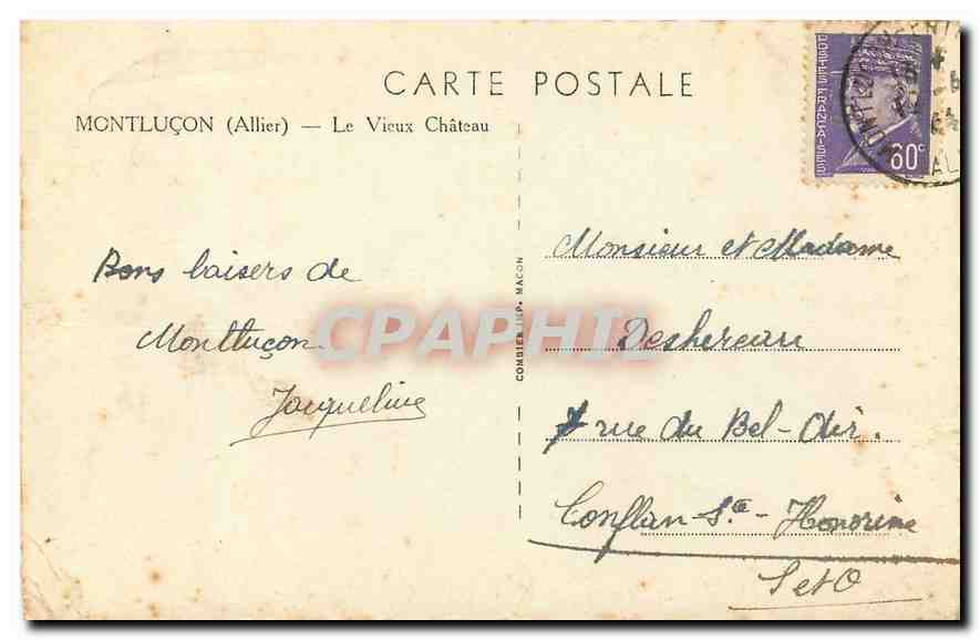CPA Montlucon Allier Le Vieux Chateau  — Rückseite