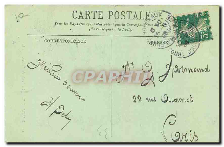 CPA Bordeaux La Porte du Palais  — Verso