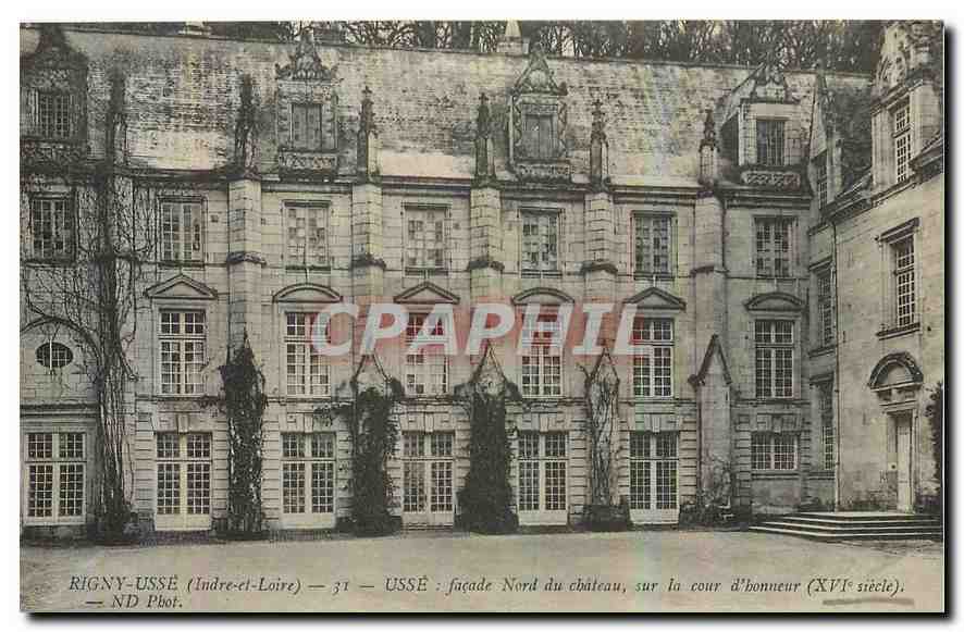 CPA Rigny Usse Indre et Loire Usse facade nord du chateau sur la cour d'honneur 
