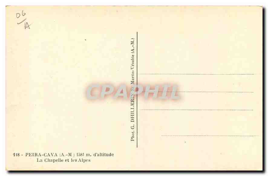 CPA Peira Cava A M La Chapelle et les Alpes  — Verso