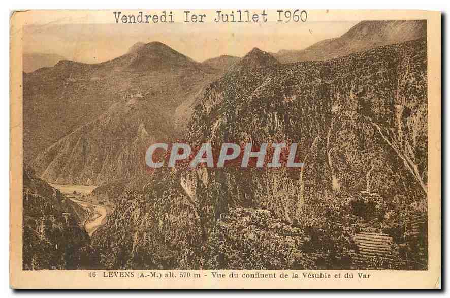 CPA Levens A M Vue du confluent de la Vesubie et du Var 