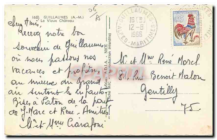 CPA Guillaumes A M Le Vieux Chateau  — Rückseite