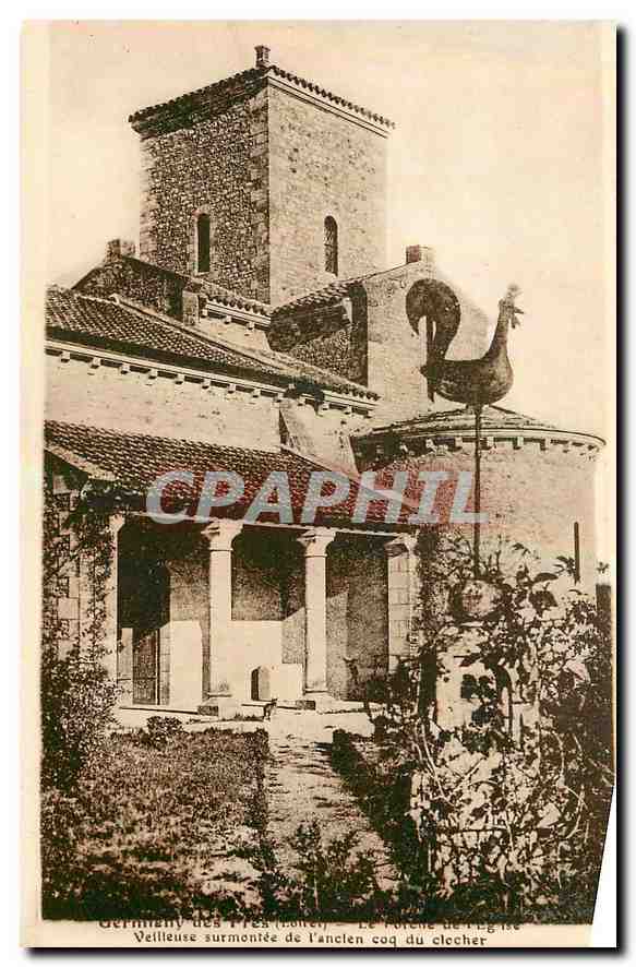 CPA Germigny des Pres Le porche de l'eglise Coq