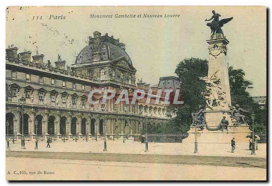 CPA Paris Monument Gambetta et Nouveau Louvre 