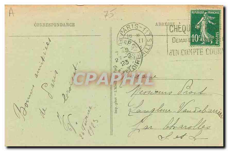 CPA Paris la Conciergerie  — Verso